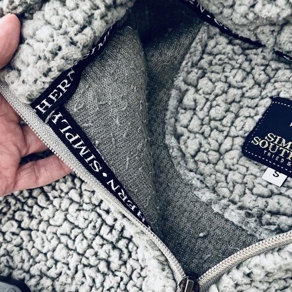 Simply Southern Women's S Small Sherpa Jacket 1/4 Zip Pullover Gray Pockets - Picture 10 of 11